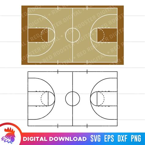 Basketball Court Svg Regulation Basketball Court Basketball Court Cut