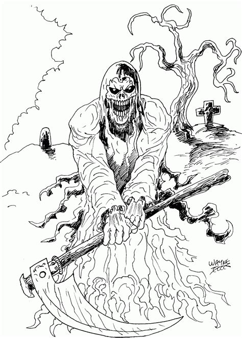 Wayne Tully Horror Art Grim Reaper Drawing Drawing The