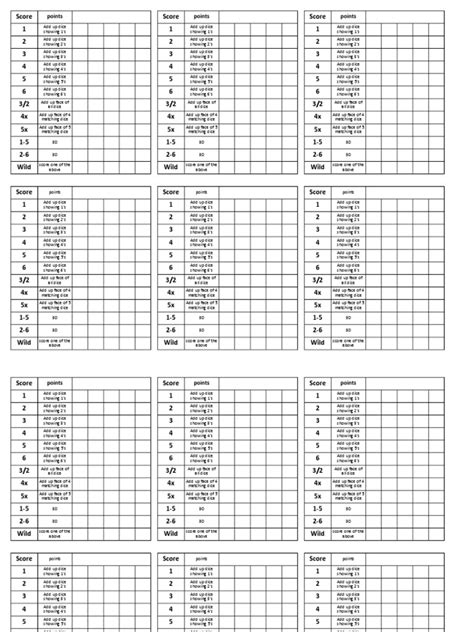 Yacht Dice Game Score Sheets Pdf Dice Leisure Activities