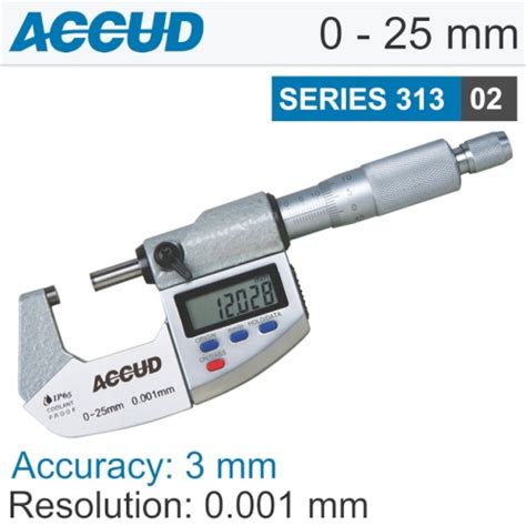 Accud Digital Outside Micrometer Ip65 0 25mm Ac313 001 02