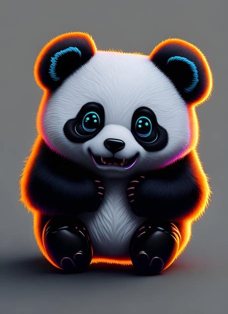 Premium Photo Cute Neon Panda Sticker