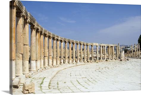 Oval Plaza With Colonnade And Ionic Columns Jerash A Roman Decapolis