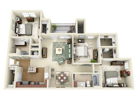 3 Bedroom Apartmenthouse Plans