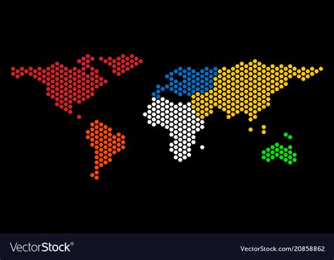 Hex Tile World Map Royalty Free Vector Image Vectorstock