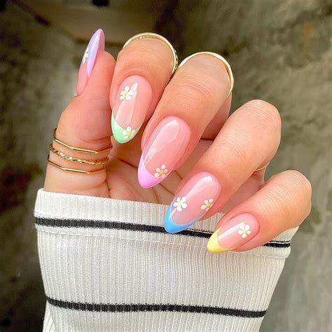 Colorful French Tip Nails Almond Omega Quintana