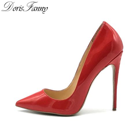 Doris Fanny Classic Plus Size Red Bridal Shoes Woman High Heels Sexy Party Wedding Shoes
