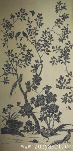 Chinoiserie Handpainted Silk Wallpaper Wallcoverings China