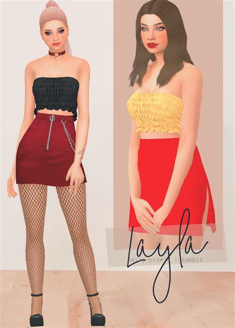 ̗̀ Layla Top ̖́ Ts4 Daisy Pixels Sims 4 Clothing Sims 4 Sims