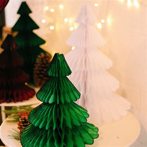 White Honeycomb Paper Christmas Trees 2 Sizes The Danes
