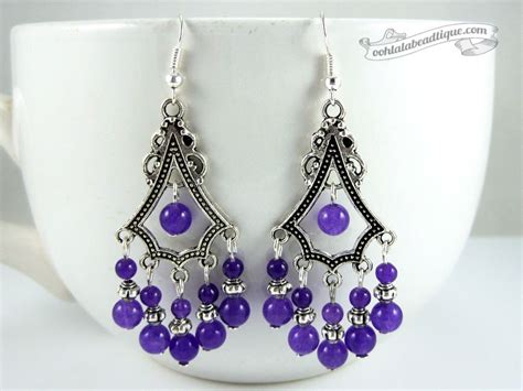Purple Statement Earrings Purple Earrings Birthstone Jewelry Etsy