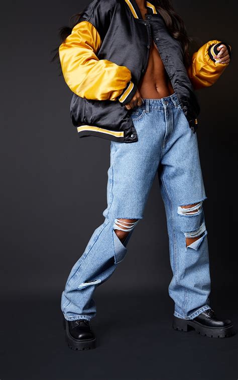 Low Rise Ripped Boyfriend Jeans Prettylittlething Usa