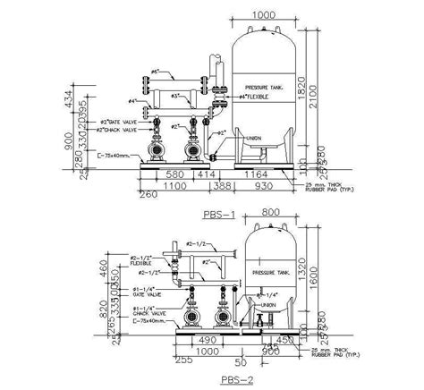Water Pump Detail Of The Pressure Tank Presented In This Autocad Drawing File Download This D