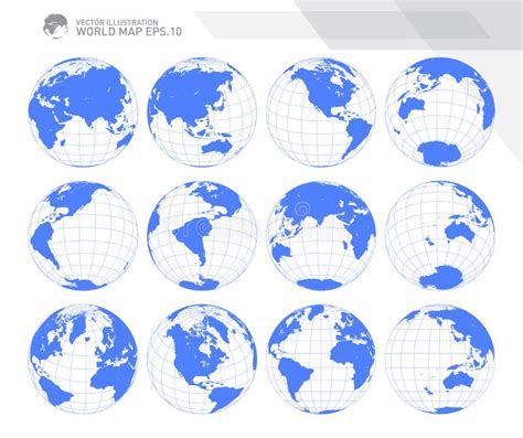 Globi Che Mostrano Terra Con Tutti I Continenti Vettore Del Globo Del