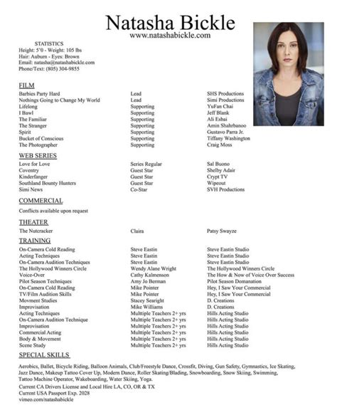 SAMPLE ACTING RESUMES