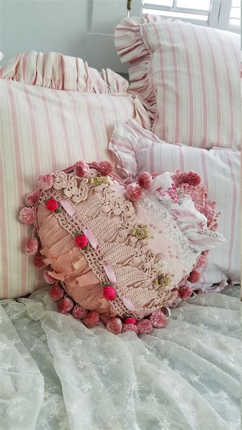 heart hand made cushion pillow lace romantic shabby chic etsy pillow case crafts romantic