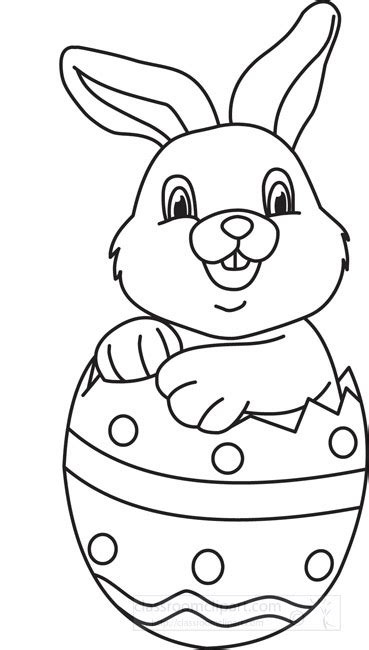 Holiday Black And White Outline Clipart Easterrabbitinegg01