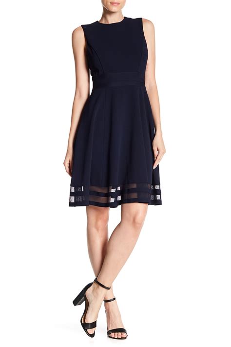 Calvin Klein Illusion Stripe Fit And Flare Dress Nordstrom Rack