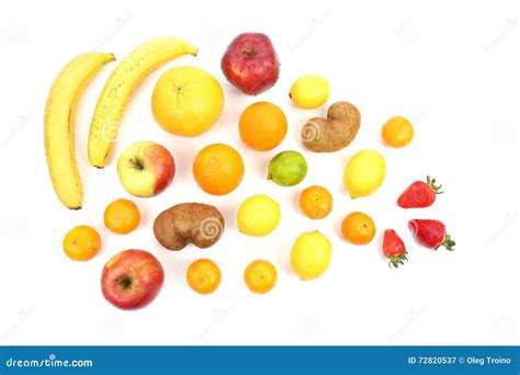 Large Assortment Of Fruit On White Background Stock Image Image Of