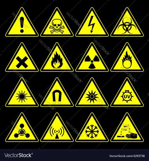 Hazard Symbols And Signs Collection Royalty Free Vector Sponsored
