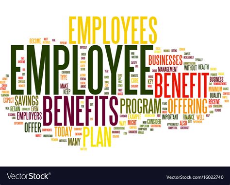 Employee benefits text background word cloud Vector Image