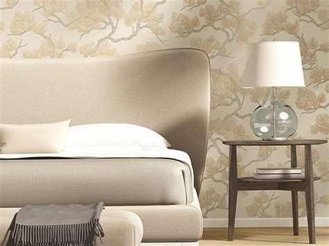Cream And Gold Oriental Pine Tree Design Id 12 Wallpaper Johns