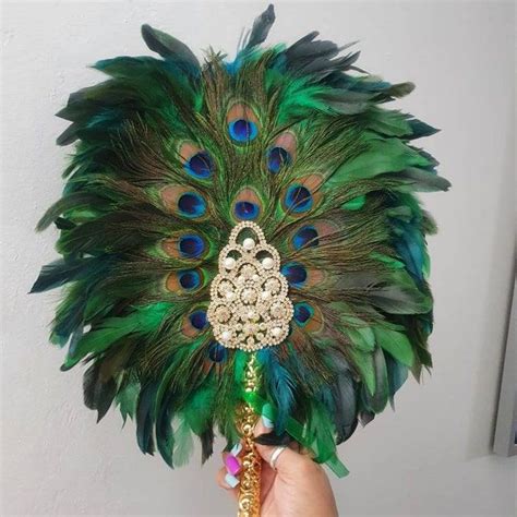Peacock Feather Fan Bridal Fan Wedding Hand Fan Festival Etsy Hand