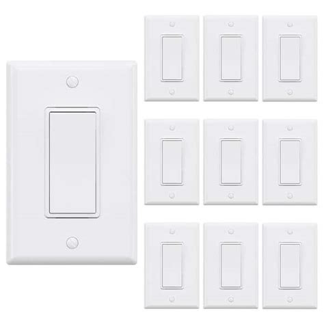 ELEGRP Decor Single Pole Rocker Light Switch With Wall Plate White Pack A The