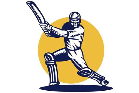 Cricket Sports Batsman Batting Front Cricket Logo Design Cricket