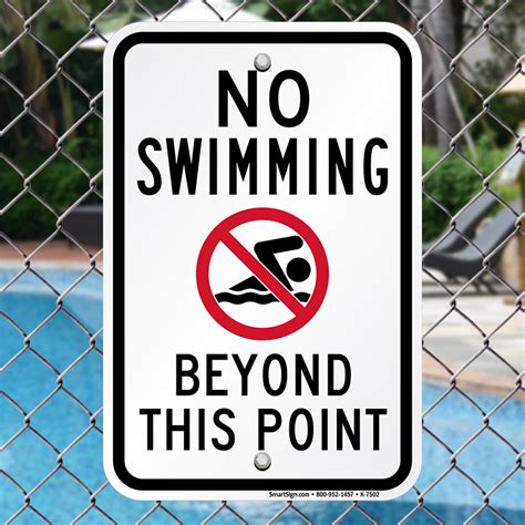 No Swimming Beyond This Point With Graphic Sign Sku K 7502