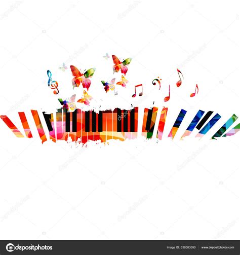Colorful Piano Keyboard Music Notes Isolated Vector Illustration Design