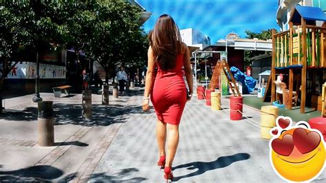 Big Butt In Red Dress Walking At The Mall YouTube