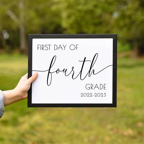 First Day Of Fourth Grade Sign 2022 2023 Printable 4th Grade Etsy New