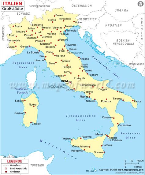 Italien Karte Mit Städten Karte