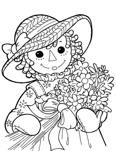 Raggedy Ann And A Bouquet Of Flower In Raggedy Ann And Andy Coloring