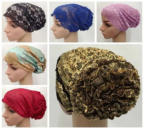 Flower Hat Muslim Hijab Bandanasmuslim Ummah Hijab Underscarf Lace Tube Inner Cap Headband
