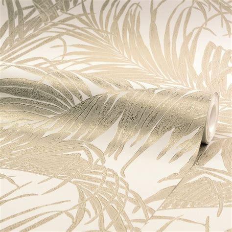 Sapphire Palm Leaf Wallpaper Cream Gold Wallpaper From I Love