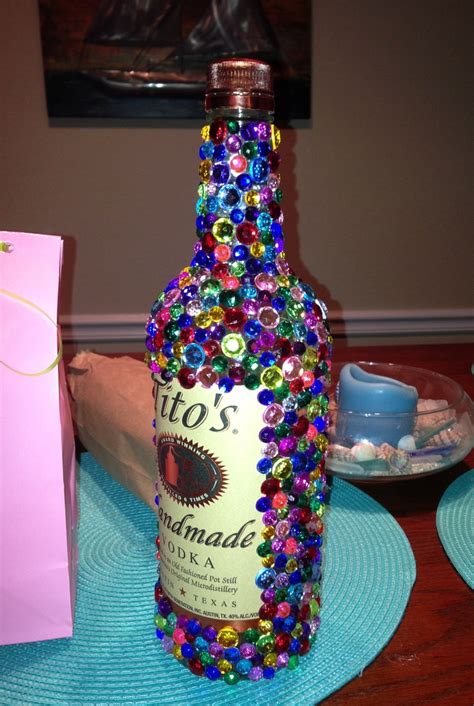 Bedazzled Alcohol Bottle T Idea For A 21st Birthday Included A