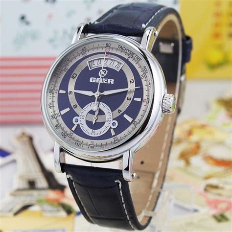 Goer Fashion New Automatic Mens Wrist Watch Circle Hours Date Subdial