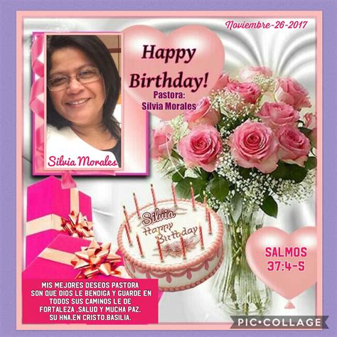 A Happy Birthday Card With Pink Roses In A Vase And A Photo Of A Woman