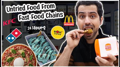 trying untried food from fast food chains for 24 hours food challenge 😋 dominos scammed us 🥲