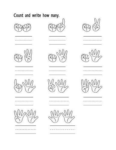 Counting Fingers Worksheets Teaching Resources