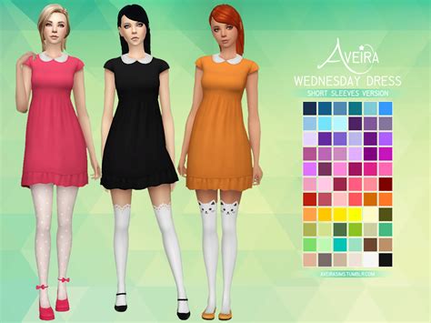 Sims 4 Ccs The Best Wednesday Dresses In 66 Colors By Aveirasims