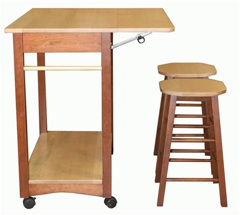 Amish Guest Server Kitchen Island With Two Bar Stools Mobile Kitchen