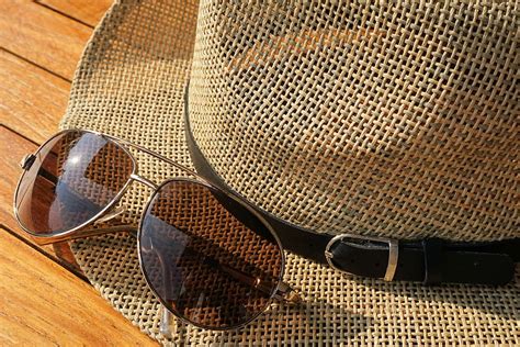 Hd Wallpaper Photo Of Sunglasses On Top Of Hat Sun Protection Summer
