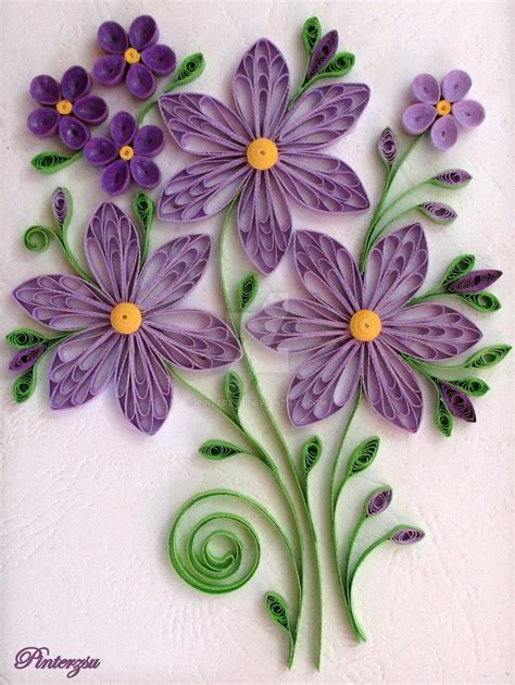 Purple Flowers Quilling Flower Designs Quilling Techniques Paper