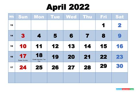 Free Printable 2022 Calendar April As Word Pdf