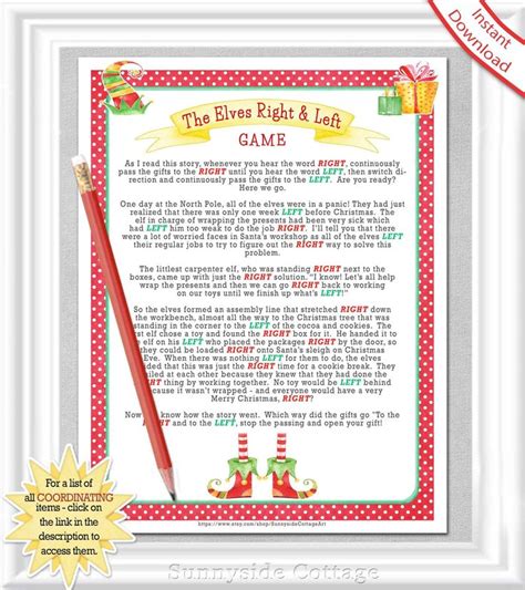 Right And Left Christmas Game With Santas Elves Office Party White