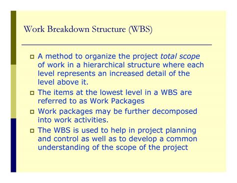 The work breakdown structure is a various leveled portrayal of the work that must be done to finish the task as characterized in the statement of work. 30+ Work Breakdown Structure Templates Free - Template Lab