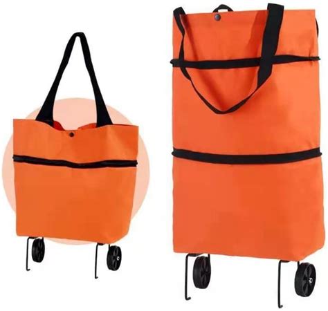 2 In 1 Folding Shopping Bag With Wheels Lightweight