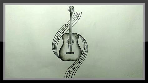 Pencil Drawing A Beautiful Guitar Step By Step Easy Youtube